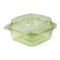 Eco-Products Veridian 6" x 6" x 3" Compostable Green Hinged PLA Plastic Clamshell Container - 240/Case