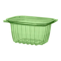 Eco-Products Veridian 16 oz. Compostable Rectangular Green PLA Plastic Deli Container with Flat Lid - 300/Case