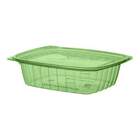 Eco-Products Veridian 24 oz. Compostable Rectangular Green PLA Plastic Deli Container with Flat Lid - 200/Case
