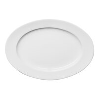 Ariane Prime 12 5/8" x 8 11/16" Warm White Oval Wide Rim Porcelain Platter - 6/Case