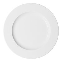 Ariane Prime 9" Warm White Round Wide Rim Flat Porcelain Plate - 12/Case