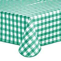 Choice 52" x 70" Green Textured Gingham Vinyl Table Cover with Flannel Back - 4/Case
