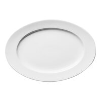 Ariane Prime 14 3/16" x 10" Warm White Oval Wide Rim Porcelain Platter - 6/Case