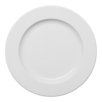 Ariane Prime 8 1/4" Warm White Round Wide Rim Flat Porcelain Plate - 12/Case