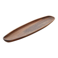 American Metalcraft 23 1/2" x 6 1/8" Oblong Acacia Wood Display Boat - 6/Case