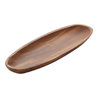 American Metalcraft 12" x 4 3/8" Oblong Acacia Wood Display Boat - 12/Case