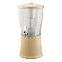 Service Ideas Elite 3 Gallon Round Natural Light Wood Stainless Steel and Tritan™ Plastic Cold Beverage Dispenser with Infuser Tube CBDRT3LWSS