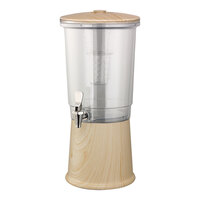 Service Ideas Elite 3 Gallon Round Natural Light Wood Stainless Steel and Tritan™ Plastic Double-Wall Cold Beverage Dispenser with Infuser Tube CBDDW3GSSLW