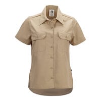Mercer Culinary Metro Edge Women's Khaki Short Sleeve Brewer / Work Shirt - M