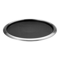 Service Ideas Metallic Elements 16" Brushed Stainless Steel Round Serving Tray with Removable Non-Slip Insert TR1614RI - 12/Case