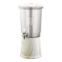 Service Ideas Elite 3 Gallon Round Natural White Marble Stainless Steel and Tritan™ Plastic Double-Wall Cold Beverage Dispenser with Infuser Tube CBDDW3GSSWM