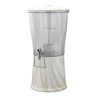 Service Ideas Elite 3 Gallon Round Natural White Marble Stainless Steel and Tritan™ Plastic Hands-Free Cold Beverage Dispenser with Infuser Tube CBDRT3WMSSHF