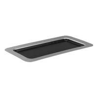 Service Ideas 13 1/2" x 7" Brushed Stainless Steel Rectangular Serving Tray with Removable Non-Slip Insert TR137RI - 12/Case