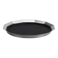 Service Ideas Metallic Elements 14" Brushed Stainless Steel 12-Sided Serving Tray with Removable Non-Slip Insert TRPN1412RIBS - 12/Case