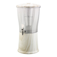 Service Ideas Elite 3 Gallon Round Natural White Marble Stainless Steel and Tritan™ Plastic Cold Beverage Dispenser with Infuser Tube CBDRT3WMSS
