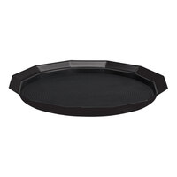 Service Ideas Metallic Elements 14" Black Onyx 12-Sided Serving Tray with Removable Non-Slip Insert TRPN1412RIBSBX - 12/Case
