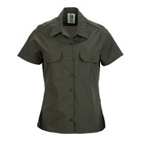 Mercer Culinary Metro Edge Women's Olive Short Sleeve Brewer / Work Shirt - 3XL