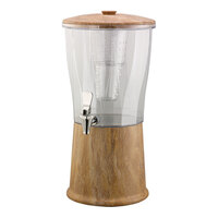 Service Ideas Elite 3 Gallon Round Natural Travertine Marble Stainless Steel and Tritan™ Plastic Cold Beverage Dispenser with Infuser Tube CBDRT3MBSS