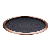 Service Ideas Metallic Elements 16" Rose Gold Round Serving Tray with Removable Non-Slip Insert TR1614RIRG - 12/Case