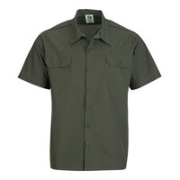 Mercer Culinary Metro Edge Unisex Olive Short Sleeve Brewer / Work Shirt - S