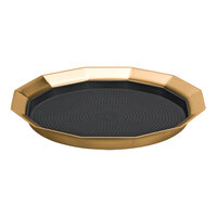 Service Ideas Metallic Elements 11" Vintage Gold 12-Sided Serving Tray with Removable Non-Slip Insert TRPN119RIBSVG - 12/Case