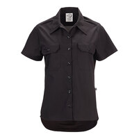 Mercer Culinary Metro Edge Women's Black Short Sleeve Brewer / Work Shirt - 2XL