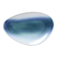 Ariane Lir 13" x 8 7/8" Blue and White Ombre Triangular Porcelain Coupe Plate - 6/Case