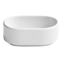 Ariane Orba 4 5/16" x 3" White Oval Embossed Porcelain Sugar Packet Holder - 12/Case