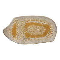 Ariane Mohenjo Daro 13 9/16" x 7" Gold and Brown Rectangular Asymmetric Porcelain Platter - 6/Case