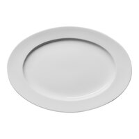 Ariane Orba 14 3/16" x 8 11/16" White Oval Embossed Wide Rim Porcelain Platter - 6/Case
