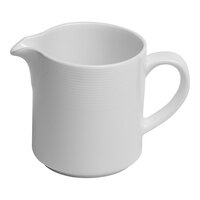 Ariane Orba 8.44 oz. White Embossed Porcelain Creamer with Handle - 12/Case