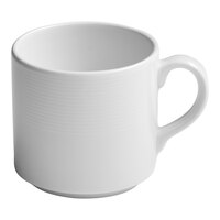 Ariane Orba 6.75 oz. White Stackable Embossed Porcelain Coffee Cup - 12/Case