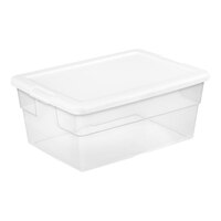 Sterilite 4 Gallon Clear Storage Tote with White Lid 16448012 - 12/Case