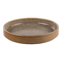 Ariane Freckles 6" Brown Round Raised Rim Porcelain Plate - 4/Case