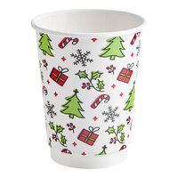 Choice 12 oz. Christmas Print Double Wall Paper Hot Cup - 500/Case