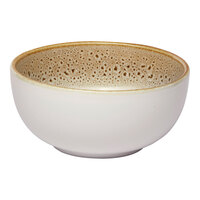 Ariane Jaguar 12.5 oz. Brown and Cream Round Porcelain Coupe Bowl with Spotted Rim - 12/Case
