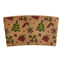 Choice 10-24 oz. Cartoon Christmas Print Coffee Cup Sleeve / Jacket / Collar - 1,200/Case