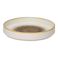 Ariane Jaguar 6" Brown and Cream Round Raised Rim Porcelain Plate - 4/Case