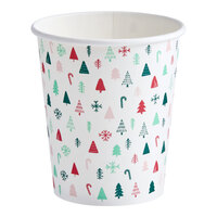 Choice 8 oz. Modern Christmas Print Single Wall Paper Hot Cup - 1,000/Case