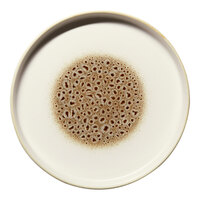 Ariane Jaguar 9 13/16" Brown and Cream Round Raised Rim Porcelain Plate - 4/Case