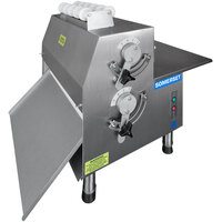Somerset CDR-1500M 15" Countertop Two Stage Side-Operated Dough Sheeter with Metallic Rollers - 120V, 1/2 hp
