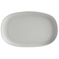 GET Riverstone 12" x 7 1/2" Light Gray Irregular Oval Matte Melamine Coupe Plate - Sample