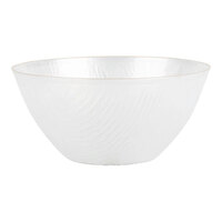 Posh Setting Icicles 16 oz. Pearl White Round Plastic Bowl with Gold Rim - 120/Case