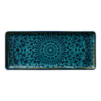 Heart & Soul Mirage 13 3/4" x 5 7/8" Rectangular Blue Porcelain Coupe Platter - 6/Case
