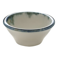 Heart & Soul Mirage 2.7 oz. Round White Porcelain Ramekin with Blue Rim - 6/Case