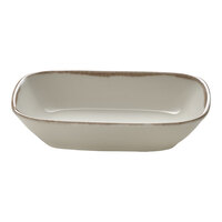 Heart & Soul Soulmate 7.8 oz. Rectangular White Porcelain Bowl with Brown Rim - 6/Case