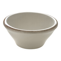 Heart & Soul Soulmate 2.7 oz. Round White Porcelain Ramekin with Brown Rim - 6/Case