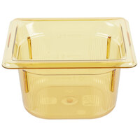 Vollrath 9064410 Super Pan® 1/6 Size Amber High Heat Plastic Food Pan - 4" Deep