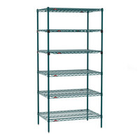 Metro Super Erecta EZ-ADD 24" x 36" Metroseal Green Epoxy 6-Shelf Stationary Shelving Unit with 74" Posts