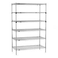 Metro Super Erecta EZ-ADD 24" x 48" Chrome 6-Shelf Stationary Shelving Unit with 74" Posts